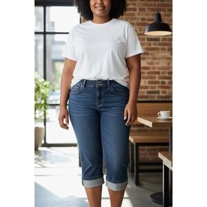 Code Bleu Capri Cuffed Jeans Women's size 8 Stretch Mid Rise Blue (30x20)